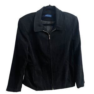 Karen Scott Faux Suede Zip Black Jacket Size 14